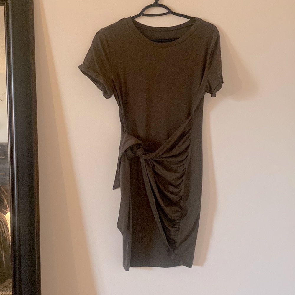 Olive Green Bodycon Tie Dress (SHEIN) Size Small
